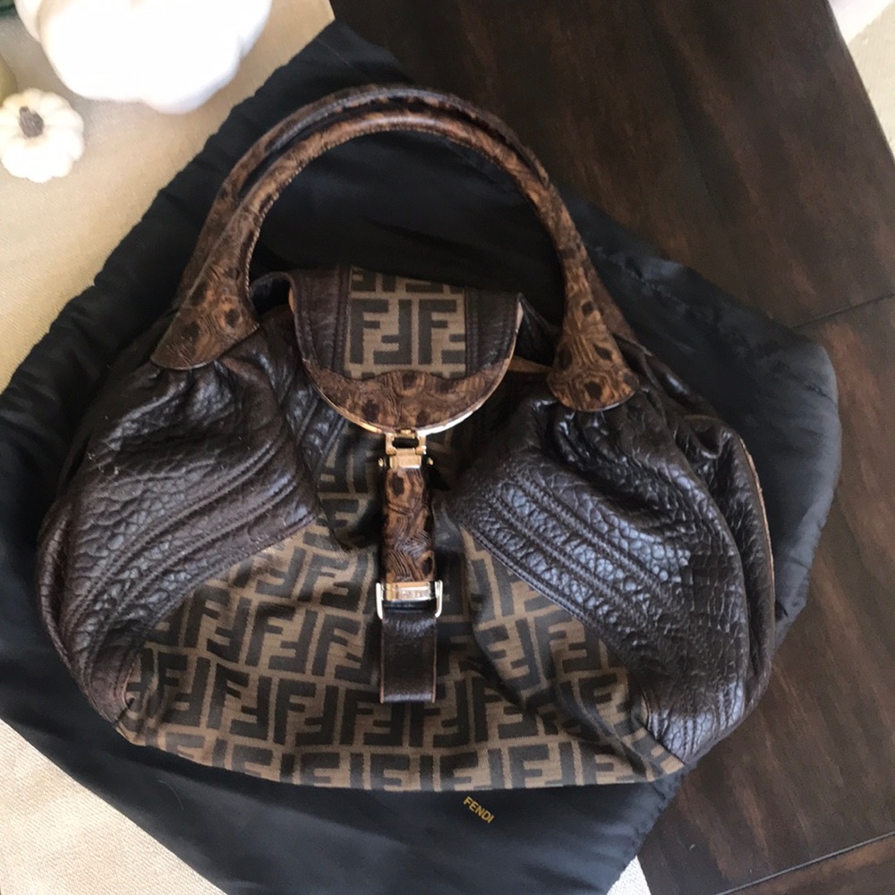 Limited Edition Fendi Zucca Turtle Spy Bag